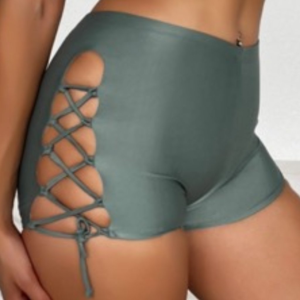 Solid Drawstring Side Bikini Panty